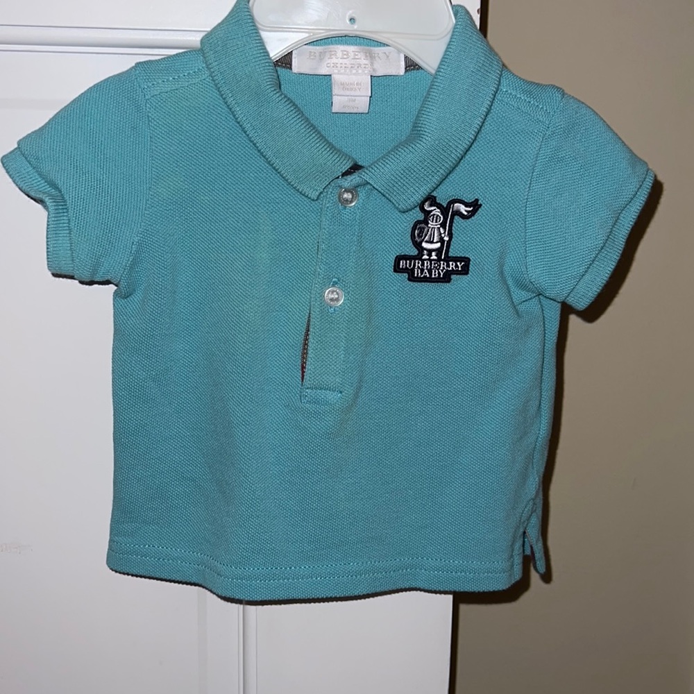 Burberry baby polo. 3 month . Aqua (green/blue). Great condition.